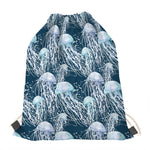 Watercolor Jellyfish Pattern Print Drawstring Bag