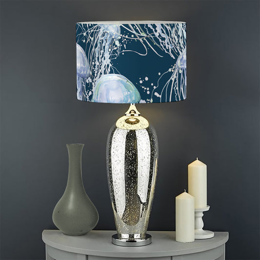 Watercolor Jellyfish Pattern Print Drum Lamp Shade