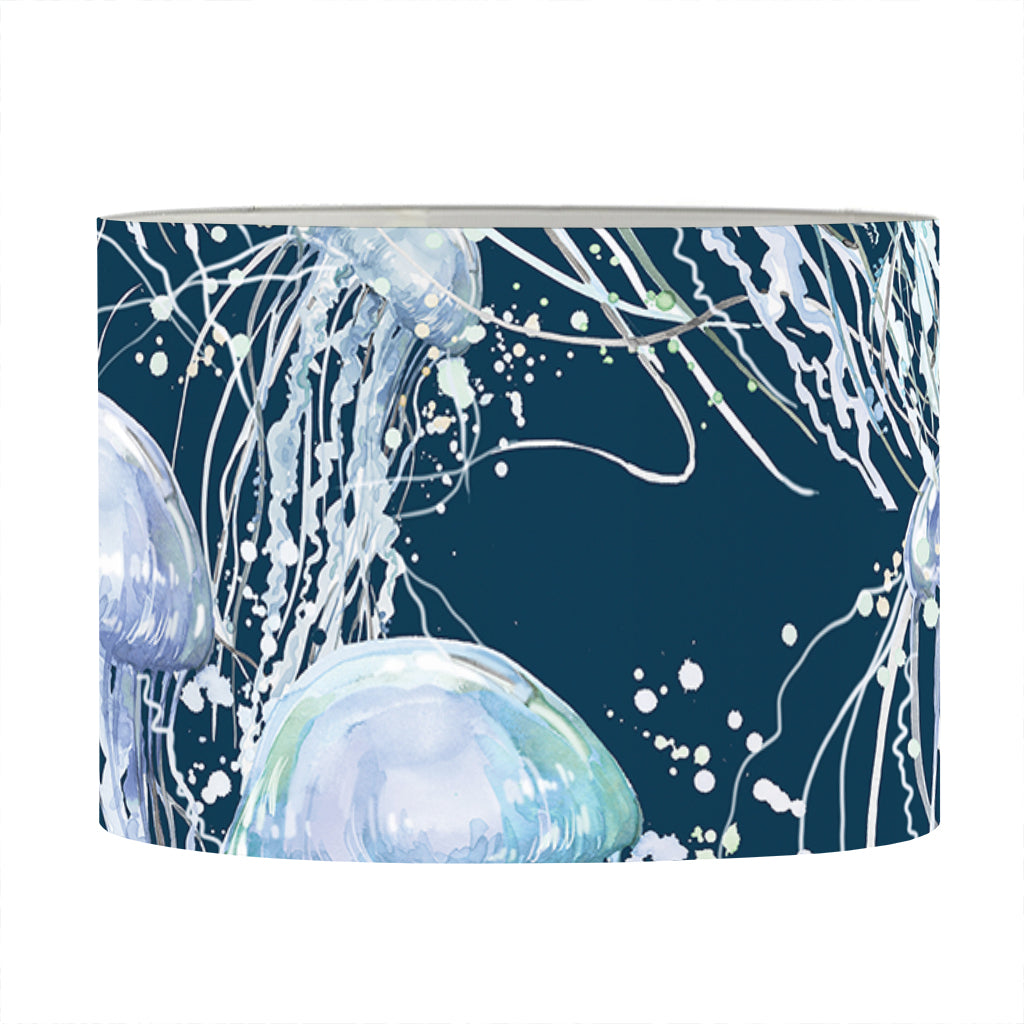 Watercolor Jellyfish Pattern Print Drum Lamp Shade