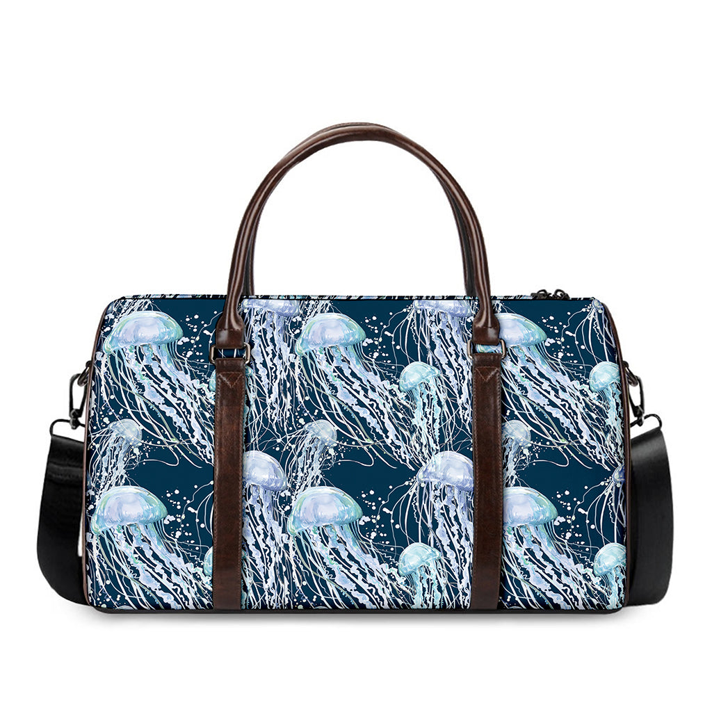 Watercolor Jellyfish Pattern Print Duffle Bag