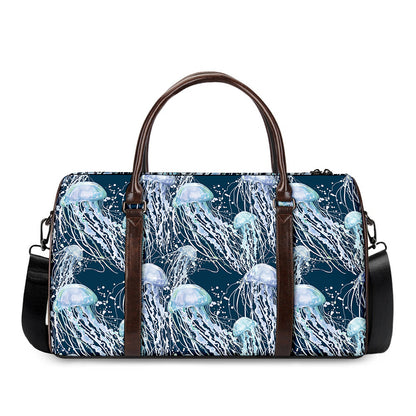 Watercolor Jellyfish Pattern Print Duffle Bag