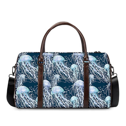 Watercolor Jellyfish Pattern Print Duffle Bag