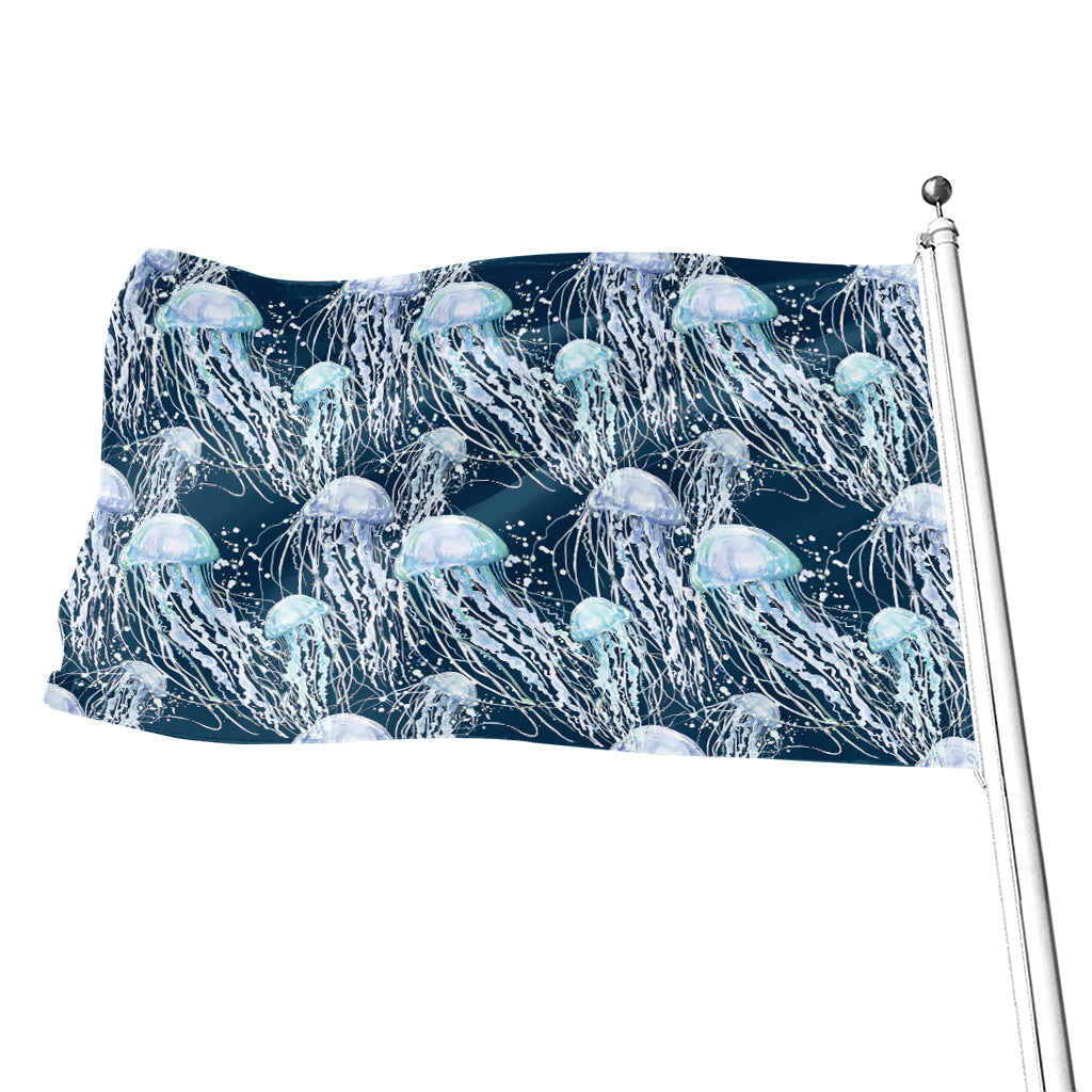Watercolor Jellyfish Pattern Print Flag