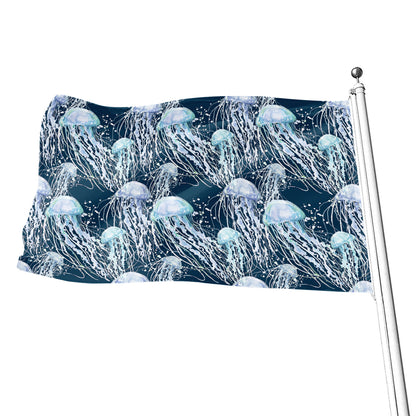 Watercolor Jellyfish Pattern Print Flag