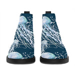 Watercolor Jellyfish Pattern Print Flat Ankle Boots