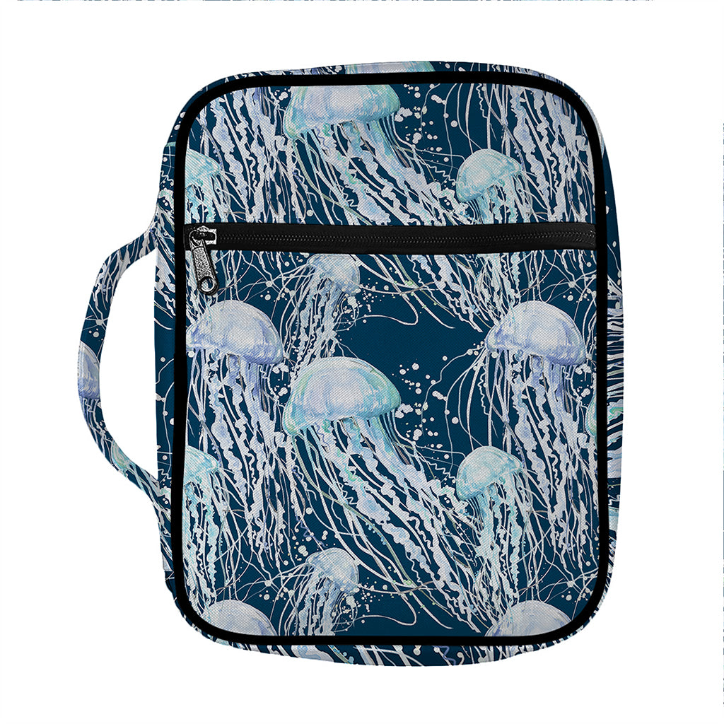 Watercolor Jellyfish Pattern Print Front Pocket Bible Bag