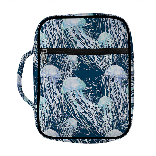 Watercolor Jellyfish Pattern Print Front Pocket Bible Bag