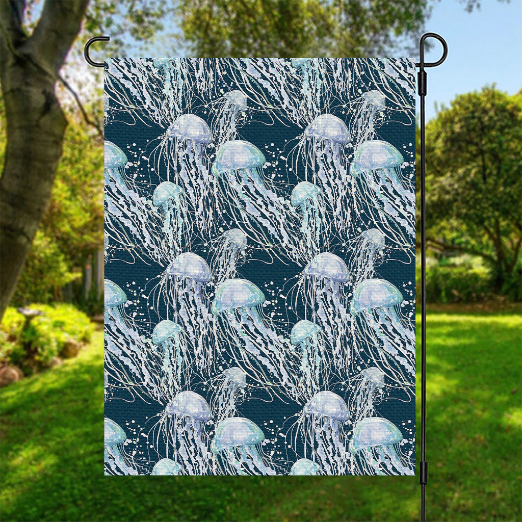 Watercolor Jellyfish Pattern Print Garden Flag