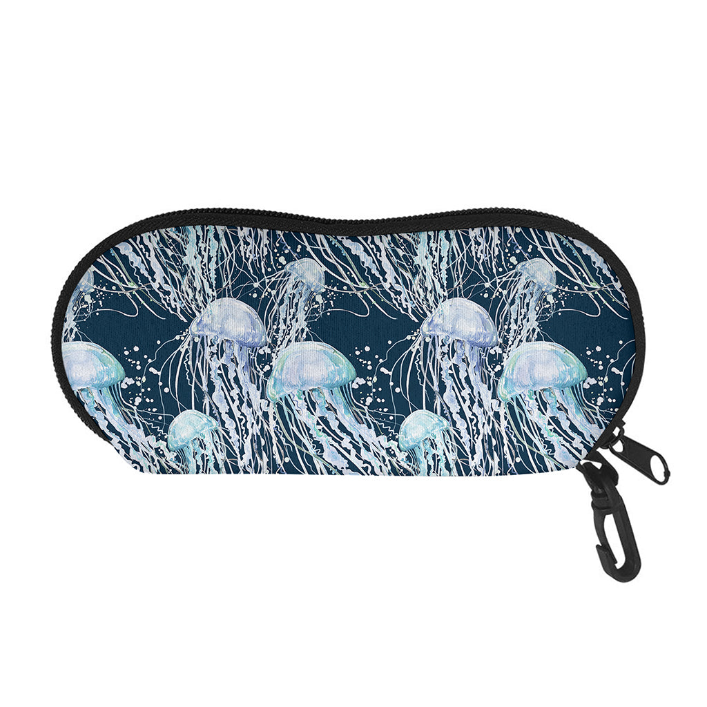 Watercolor Jellyfish Pattern Print Glasses Case