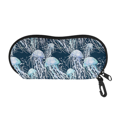 Watercolor Jellyfish Pattern Print Glasses Case
