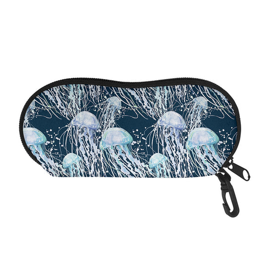 Watercolor Jellyfish Pattern Print Glasses Case