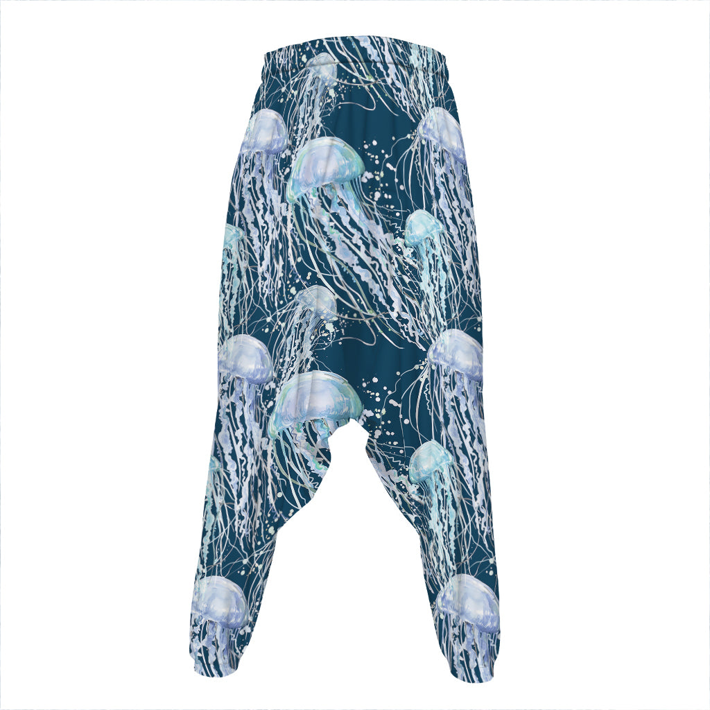 Watercolor Jellyfish Pattern Print Hammer Pants