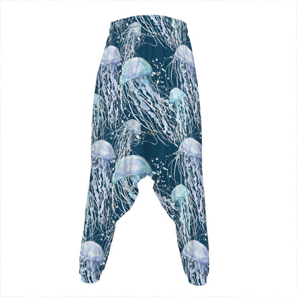 Watercolor Jellyfish Pattern Print Hammer Pants