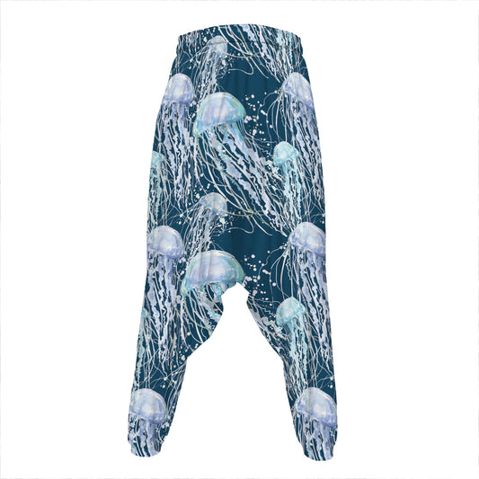 Watercolor Jellyfish Pattern Print Hammer Pants