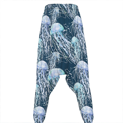 Watercolor Jellyfish Pattern Print Hammer Pants