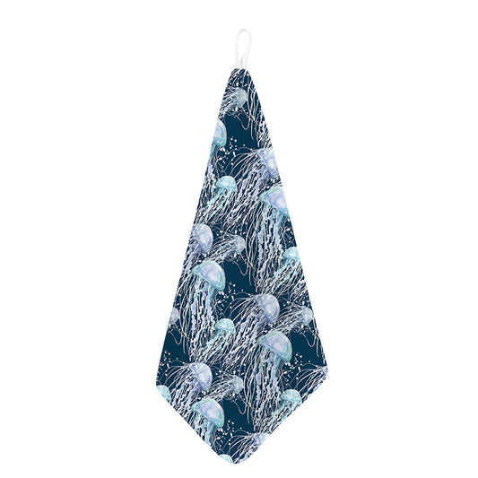 Watercolor Jellyfish Pattern Print Hand Towel