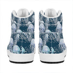 Watercolor Jellyfish Pattern Print High Top Leather Sneakers