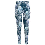 Watercolor Jellyfish Pattern Print High-Waisted Pocket Leggings