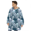 Watercolor Jellyfish Pattern Print Hoodie Blanket