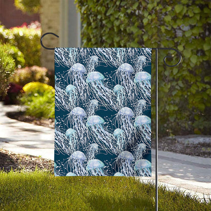 Watercolor Jellyfish Pattern Print House Flag