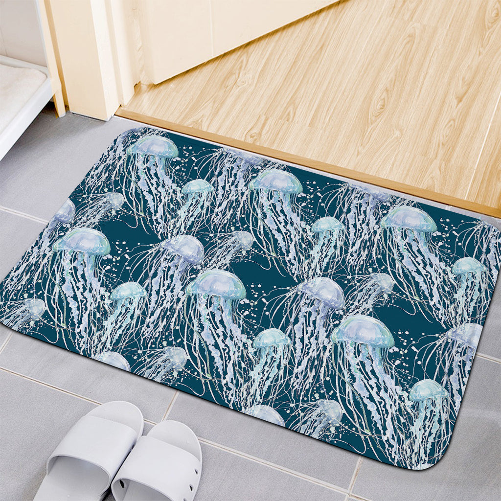 Watercolor Jellyfish Pattern Print Indoor Door Mat