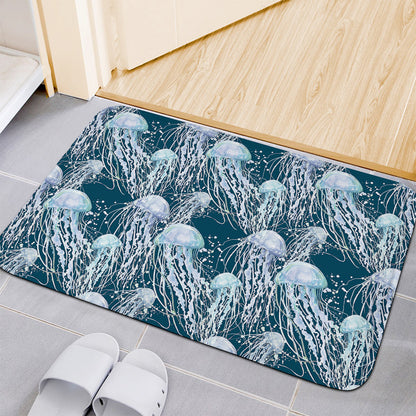 Watercolor Jellyfish Pattern Print Indoor Door Mat