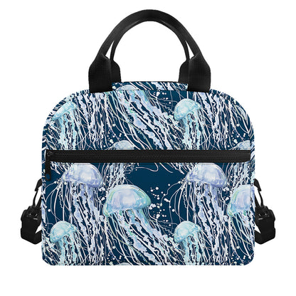 Watercolor Jellyfish Pattern Print Insulated Lunch Bag