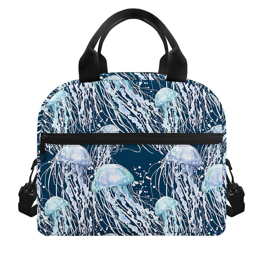 Watercolor Jellyfish Pattern Print Insulated Lunch Bag