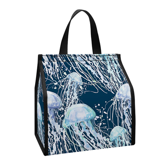 Watercolor Jellyfish Pattern Print Insulated Lunch Tote