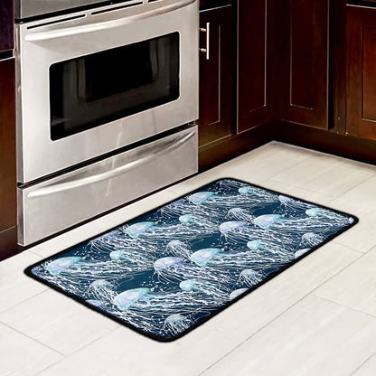 Watercolor Jellyfish Pattern Print Kitchen Mat