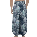 Watercolor Jellyfish Pattern Print Lantern Pants
