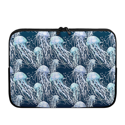 Watercolor Jellyfish Pattern Print Laptop Sleeve