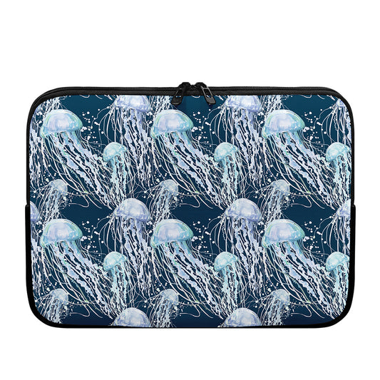 Watercolor Jellyfish Pattern Print Laptop Sleeve