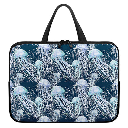 Watercolor Jellyfish Pattern Print Laptop Sleeve With Handle