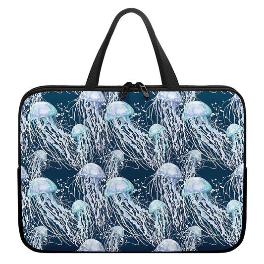 Watercolor Jellyfish Pattern Print Laptop Sleeve With Handle