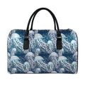 Watercolor Jellyfish Pattern Print Leather Duffel Bag