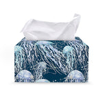 Watercolor Jellyfish Pattern Print Leather Tissue Box Cover