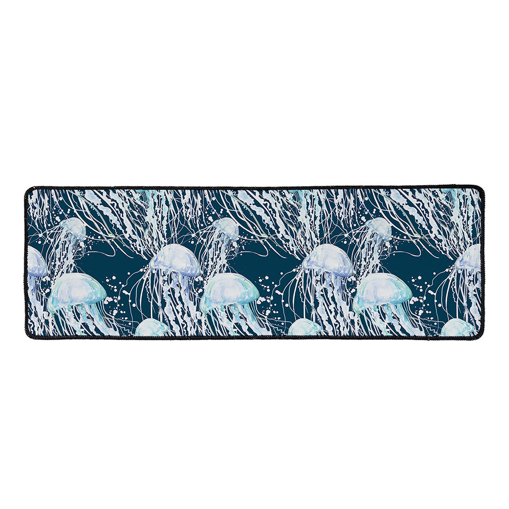 Watercolor Jellyfish Pattern Print Long Kitchen Mat