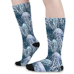 Watercolor Jellyfish Pattern Print Long Socks