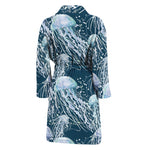 Watercolor Jellyfish Pattern Print Men's Bathrobe