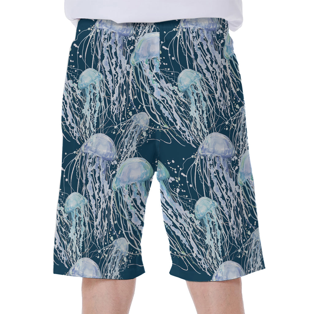 Watercolor Jellyfish Pattern Print Men's Beach Shorts