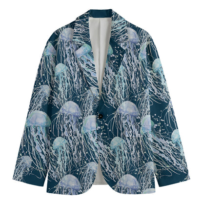 Watercolor Jellyfish Pattern Print Men's Blazer