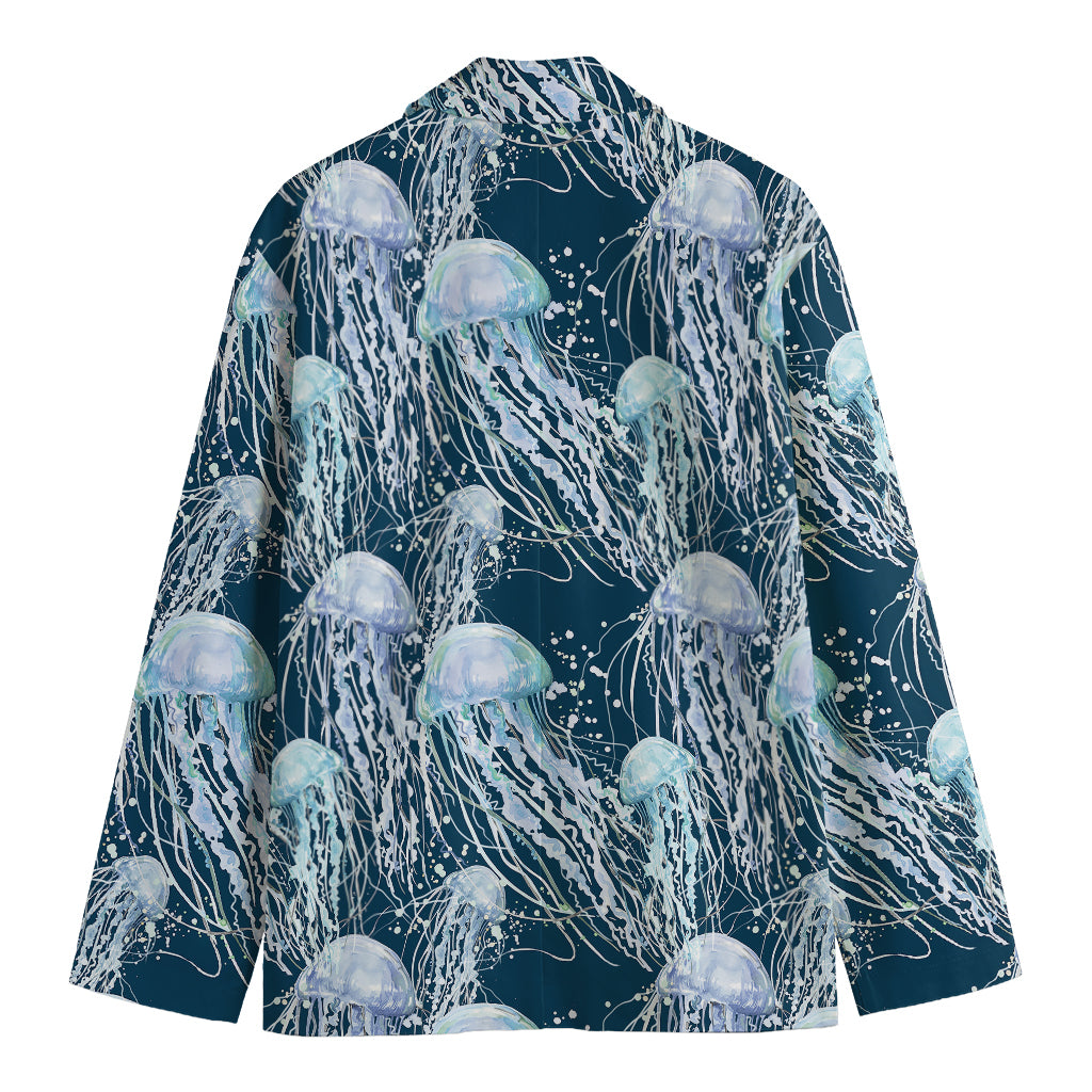 Watercolor Jellyfish Pattern Print Men's Blazer