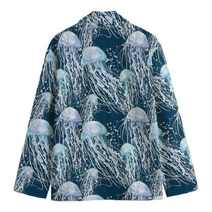 Watercolor Jellyfish Pattern Print Men's Blazer