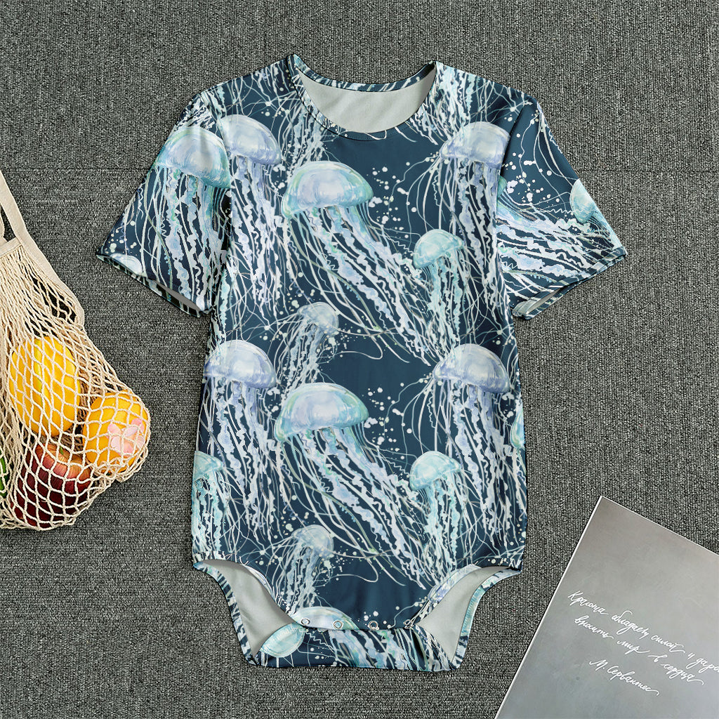 Watercolor Jellyfish Pattern Print Men's Bodysuit