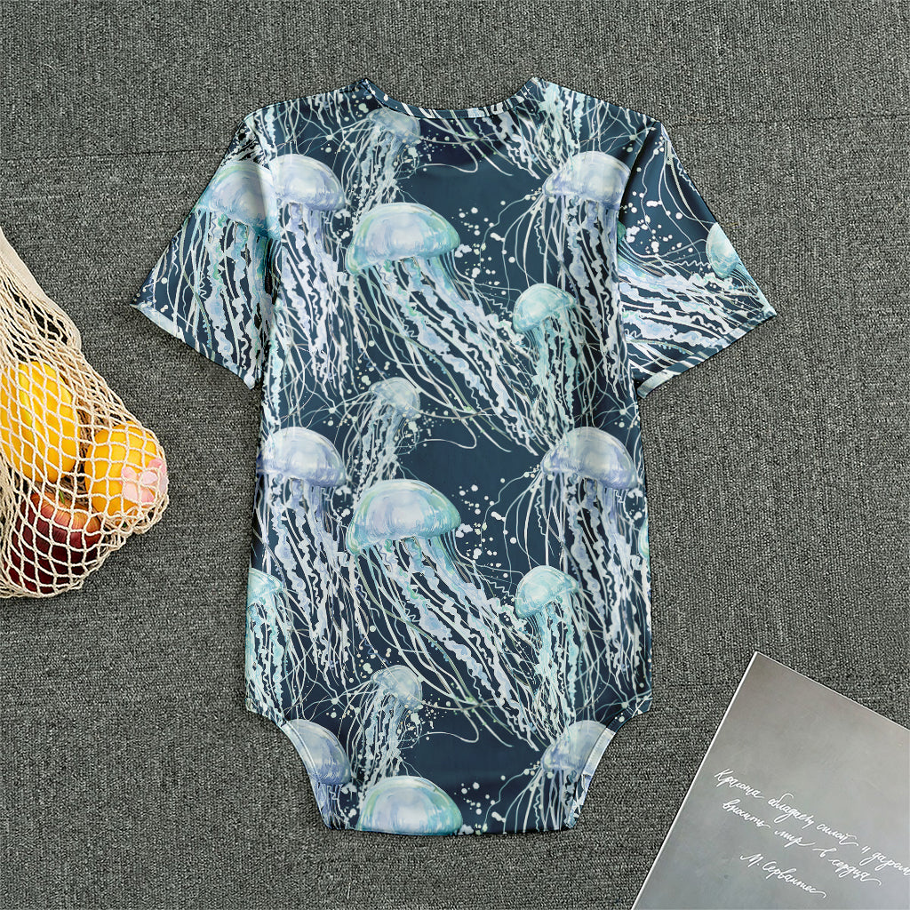 Watercolor Jellyfish Pattern Print Men's Bodysuit