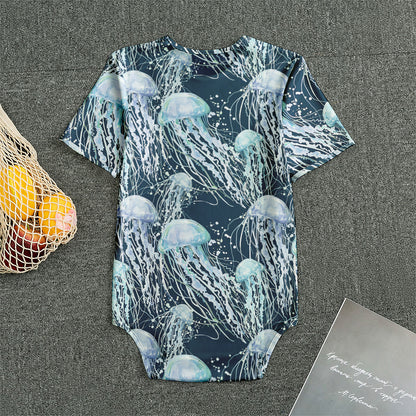 Watercolor Jellyfish Pattern Print Men's Bodysuit
