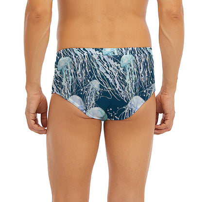 Watercolor Jellyfish Pattern Print Men's Briefs