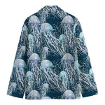 Watercolor Jellyfish Pattern Print Men's Cotton Blazer