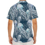 Watercolor Jellyfish Pattern Print Men's Deep V-Neck Shirt